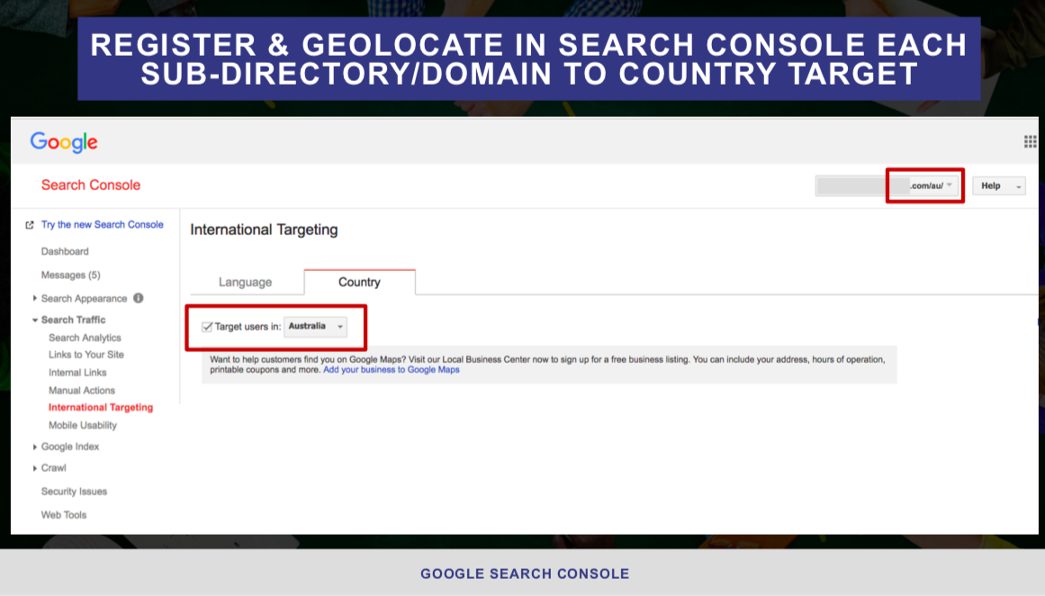 Inernational Targeting in Google Search Console