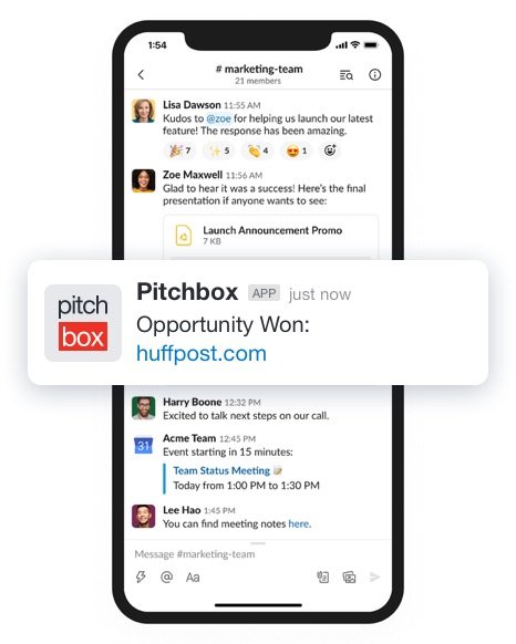 Pitchbox integration slack new opportunity